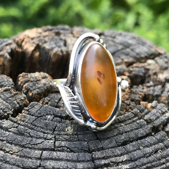 Baltic amber 925 sterling silver handmade rare vintage ring - Picture 1 of 4